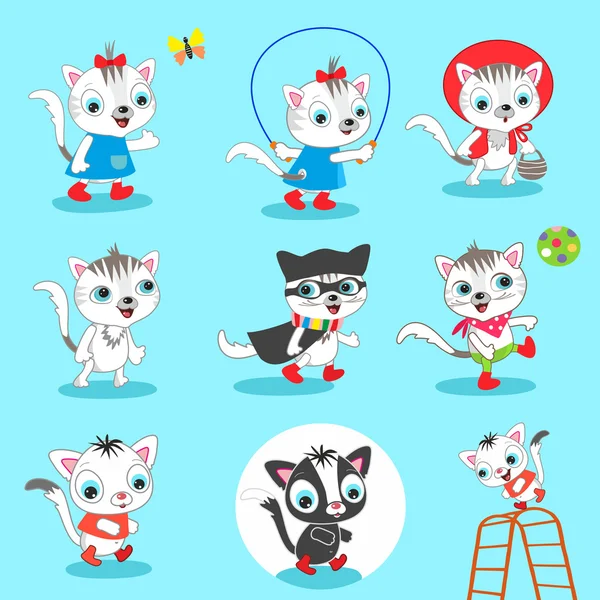 Chats - 9 poses — Image vectorielle