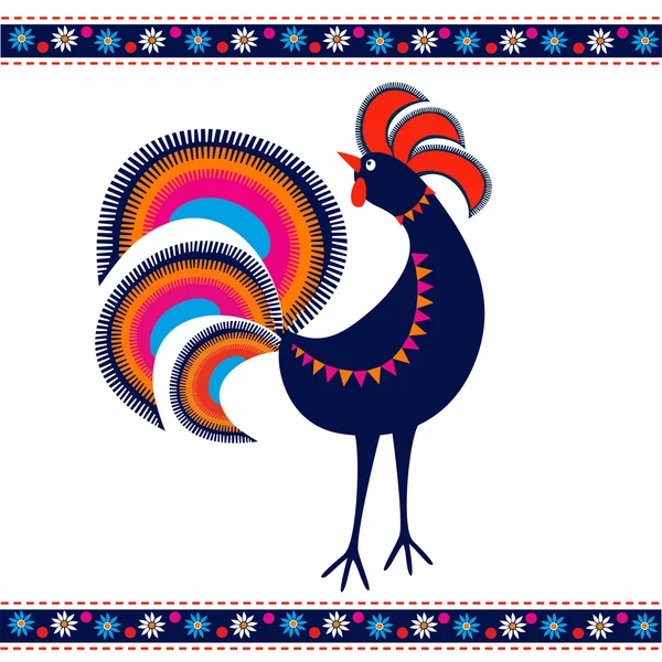 Folk Rooster template — Stock Vector