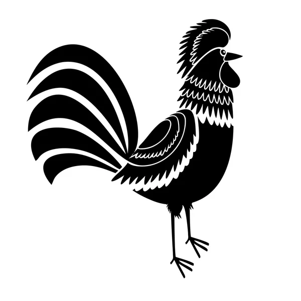 Gallo blanco y negro — Vector de stock