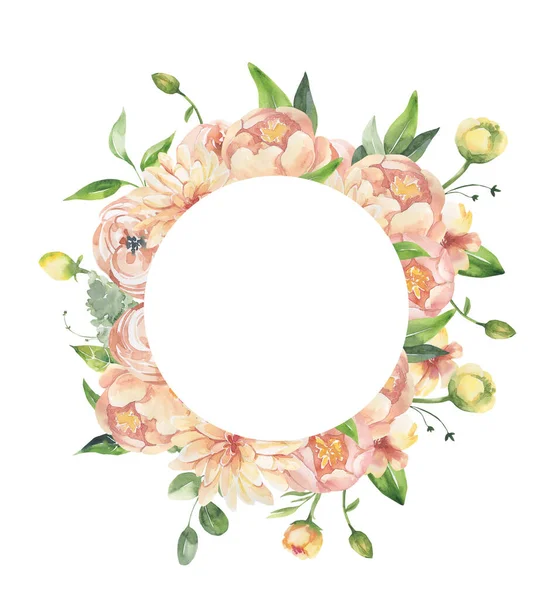 수채화의 삽화 - 결혼식을 고정하기 위해 꽃과 잎사귀가 달린 잎과 가지 모양, 인사, 벽지, 배경등. 장미, 향기 로운 푸른 잎. — 스톡 사진