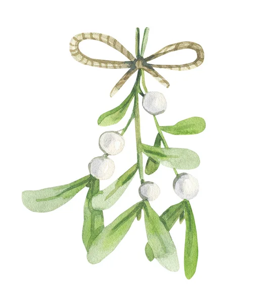 Watercolor Christmas bouquet. Illustration for your holiday design isolated on a white background. — Stock Photo, Image