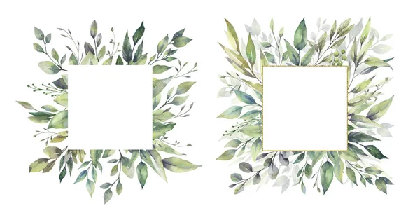 Watercolor floral illustration set - green leaf Frame collection, for wedding stationary, greetings, wallpapers, fashion, background. Eucalyptus, olive, green leaves, etc.