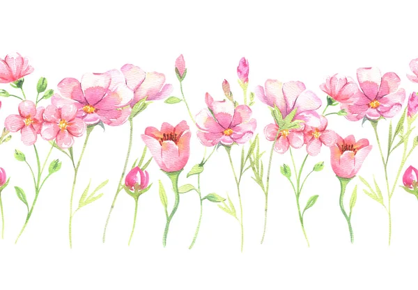 水彩花イラスト-ピンクの花と結婚式の静止、挨拶、壁紙、背景のための葉や枝の花束。バラ、緑の葉. — ストック写真