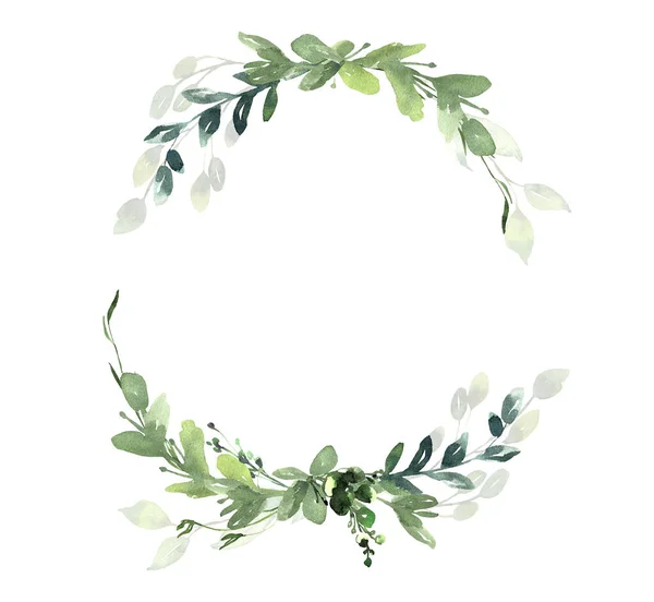 Akwarela kwiatowy ilustracja zestaw - zielony liść Ramka kolekcja, na ślub stacjonarny, pozdrowienia, tapety, moda, tło. Eukaliptusa, oliwek, zielonych liści itp. Wysokiej jakości ilustracja — Zdjęcie stockowe