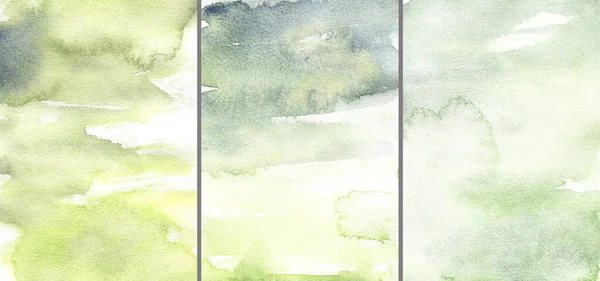 Piękny abstrakcyjny zielony akwarela ręcznie malowane tła, tekstury pędzla. Idealny projekt na zaproszenia, projekty kart. — Zdjęcie stockowe