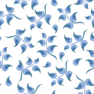 Yapraklı güzel mavi dalların çiçek motifi