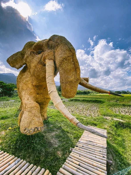 Гигантские скульптуры животных и сена Кинг-Конга в озере Хуай Тун Тао Дон Кэо в провинции Чиангмай, Таиланд — стоковое фото