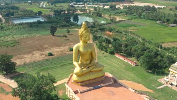 Große goldene Buddha-Statue in Chiang Rai, Provinz Chiang Mai, Thailand — Stockvideo