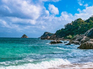 Koh Tao 'daki plaj manzarası, Samui bölgesi, Tayland, Güneydoğu Asya. Yüksek kalite fotoğraf