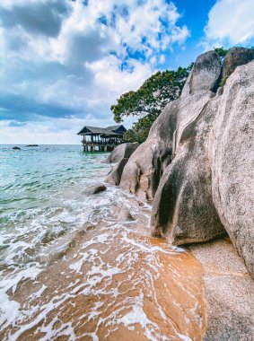 Koh Tao 'daki plaj manzarası, Samui bölgesi, Tayland, Güneydoğu Asya. Yüksek kalite fotoğraf