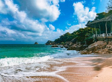 Koh Tao 'daki plaj manzarası, Samui bölgesi, Tayland, Güneydoğu Asya. Yüksek kalite fotoğraf