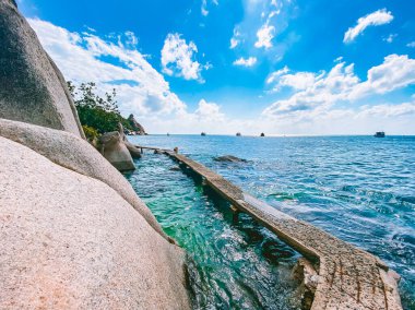 Koh Tao 'daki plaj manzarası, Samui bölgesi, Tayland, Güneydoğu Asya. Yüksek kalite fotoğraf
