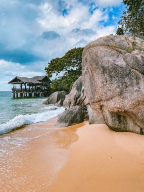 Koh Tao 'daki sahil manzarası, Samui bölgesi, Tayland, Güneydoğu Asya