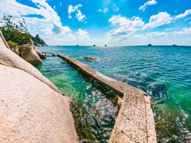 Koh Tao 'daki sahil manzarası, Samui bölgesi, Tayland, Güneydoğu Asya