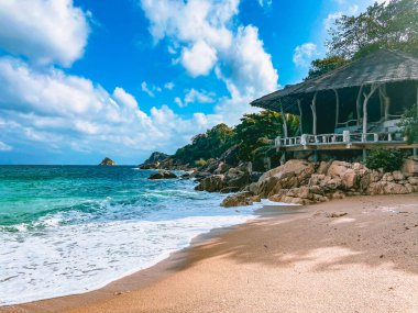 Koh Tao 'daki sahil manzarası, Samui bölgesi, Tayland, Güneydoğu Asya