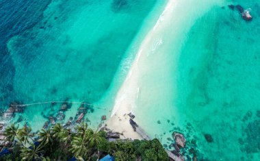 Koh Nang Yuan 'ın havadan görünüşü, Koh Tao, Tayland, güney doğu Asya