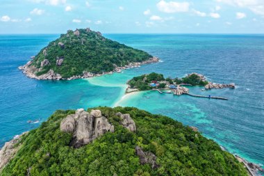 Koh Nang Yuan 'ın havadan görünüşü, Koh Tao, Tayland, güney doğu Asya