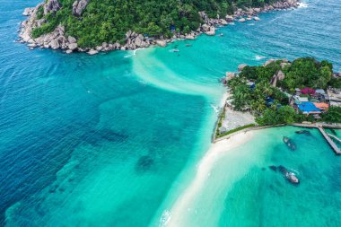 Koh Nang Yuan 'ın havadan görünüşü, Koh Tao, Tayland, güney doğu Asya