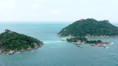 Koh Nang Yuan 'ın havadan görünüşü, Koh Tao, Tayland, güney doğu Asya
