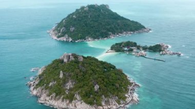 Koh Nang Yuan 'ın havadan görünüşü, Koh Tao, Tayland, güney doğu Asya