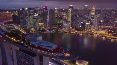 Marina Körfezi ve Bahçesi, Singapur Körfezi hava manzaralı.