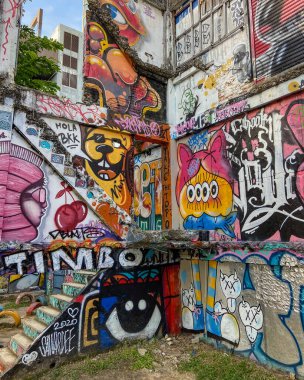 Bangkok Tayland 'daki Graffitis Güney Doğu Asya