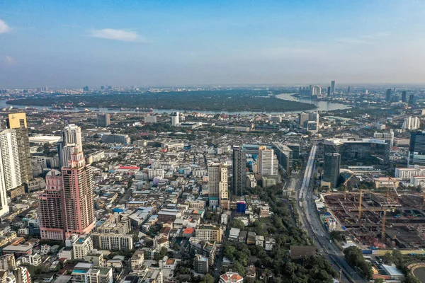 泰国，Khlong Toey，Bangkok Asoke，Covid lockdown期间的空中景观 — 图库照片