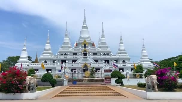 Wat Asokaram, Güney Bangkok 'taki tapınak, Tayland — Stok video