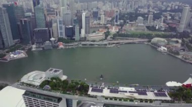 Marina Körfezi ve Bahçesi, Singapur Körfezi hava manzaralı.