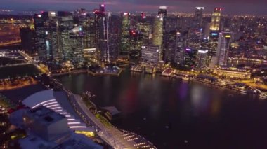 Marina Körfezi ve Bahçesi, Singapur Körfezi hava manzaralı.