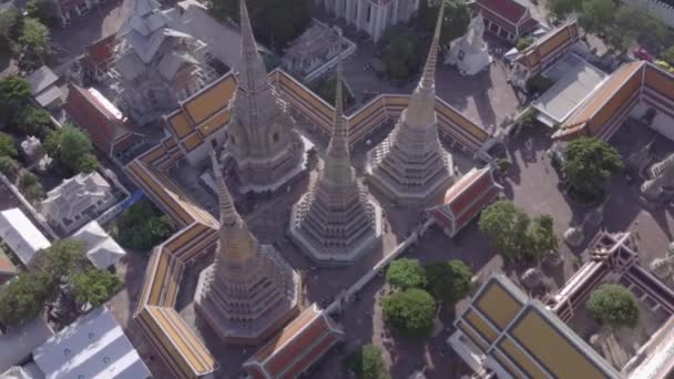 Вид с воздуха на храмы в Бангкоке в Таиланде — стоковое видео