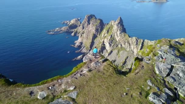 Islas Lofoten y vista aérea de la playa en Noruega — Vídeos de Stock