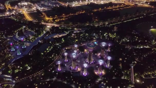 Marina Bay och Garden vid bukten antenn utsikt i Singapore — Stockvideo