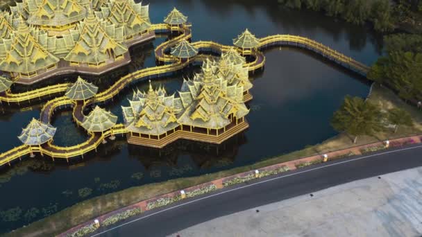 Cidade Antiga, Muang Boran, imagens aéreas, em Bangkok, Tailândia — Vídeo de Stock