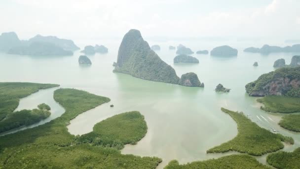 Samet Nangshe Zicht vanuit de lucht in Phan Nga, Thailand — Stockvideo