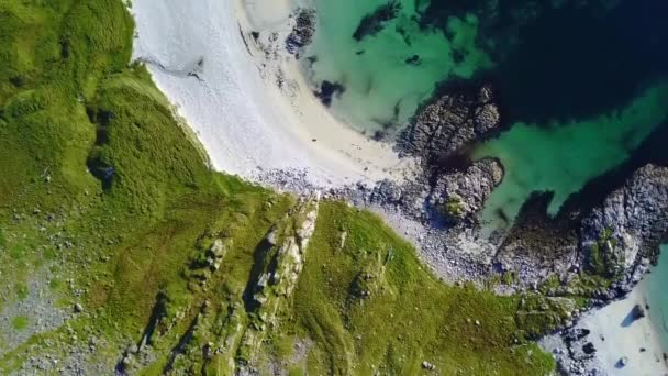 Lofoten-Inseln und Strand-Luftaufnahme in Norwegen — Stockvideo