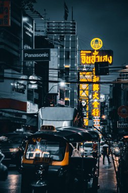 Bangkok, Tayland 'da gece vakti Çin Mahallesi sokakları
