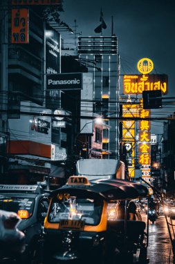 Bangkok, Tayland 'da gece vakti Çin Mahallesi sokakları