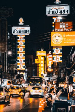 Bangkok, Tayland 'da gece vakti Çin Mahallesi sokakları