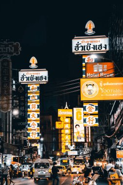 Bangkok, Tayland 'da gece vakti Çin Mahallesi sokakları