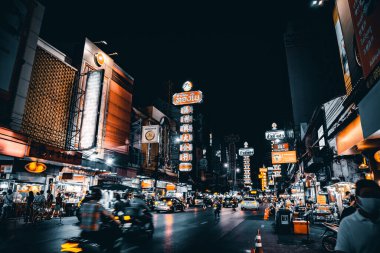 Bangkok, Tayland 'da gece vakti Çin Mahallesi sokakları