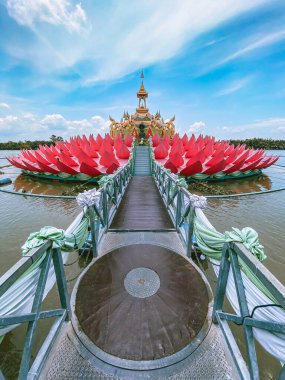 Wat Saman Rattanaram çiçek yaprakları tapınağı Chachoengsao, Tayland