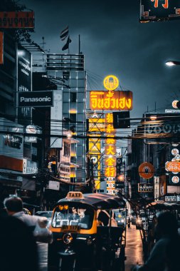 Bangkok, Tayland 'da gece vakti Çin Mahallesi sokakları