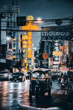 Bangkok, Tayland 'da gece vakti Çin Mahallesi sokakları