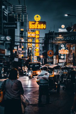 Bangkok, Tayland 'da gece vakti Çin Mahallesi sokakları