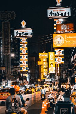 Bangkok, Tayland 'da gece vakti Çin Mahallesi sokakları