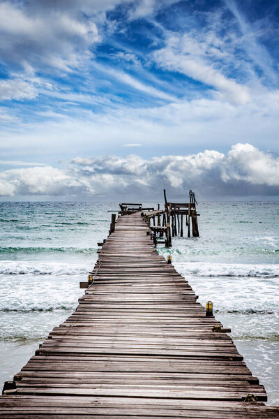 Bang Bao beach, wooden pier, in Koh Kood, Trat, Thailand