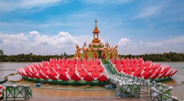 Wat Saman Rattanaram çiçek yaprakları tapınağı Chachoengsao, Tayland