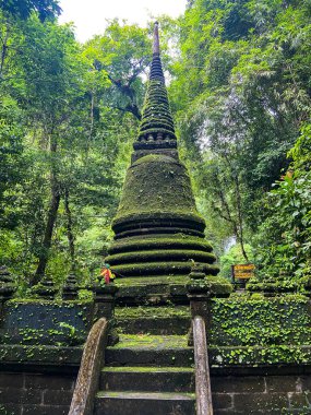 Namtok Phlio Ulusal Parkı, Chanthaburi, Tayland 'da antik pagoda ve şelale