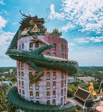 Nakhon Pathom, Tayland 'daki Ejder Tapınağı Wat Samphran